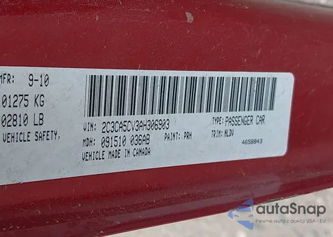 2010 Chrysler 300 Touring/Signature Series/Executive Series from USA, damaged, VIN 2C3CA5CV3AH306903
